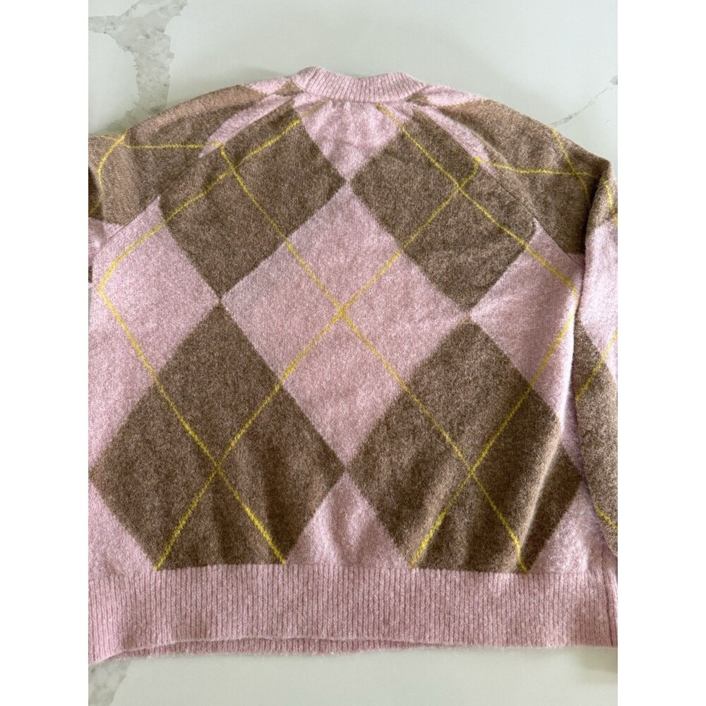 Boden Blouse n sleeve fluffy Sweater argyle Sz 8 - Picture 5 of 5